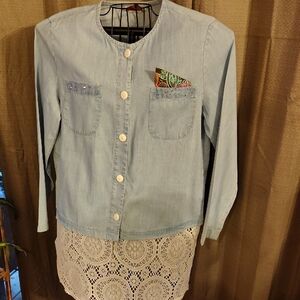 Muse Light Blue Chambray Shirt Jacket Handcrafted Up Cycled Shirt